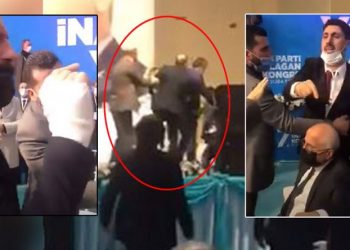 ركلات ولكمات على الهواء بمؤتمر لحزب أردوغان