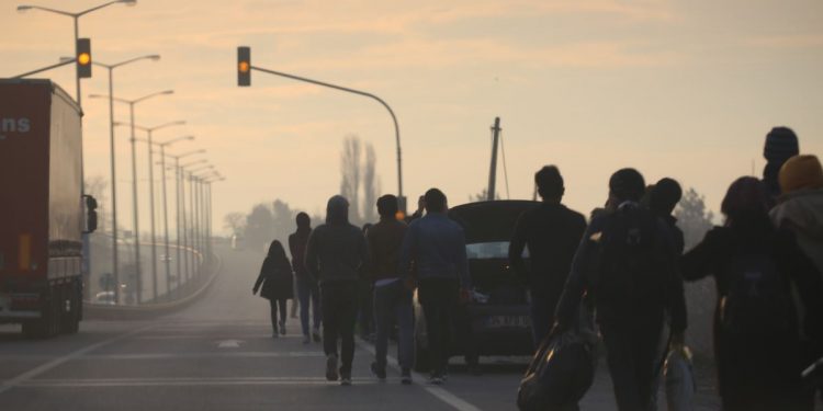 تركيا.. مئات المهاجرين يترجلون من شاحنة (فيديو)