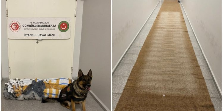 17 كجم من مخدر الميثامفيتامين داخل سجادة بمطار إسطنبول