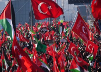 مسيرة ضخمة أعلى جسر غلطة.. آلاف الأتراك يجددون دعمهم لفلسطين